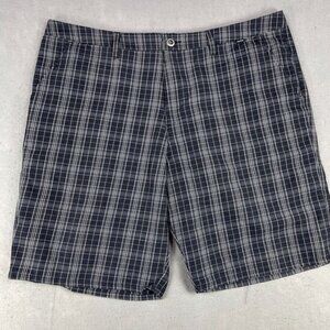 Hurley Shorts Mens Size 40 Plaid Golf Walking Casual Black Gray